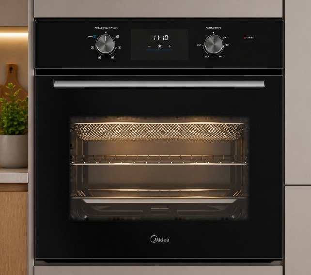 forno de embutir elétrico Midea 68L com air fryer