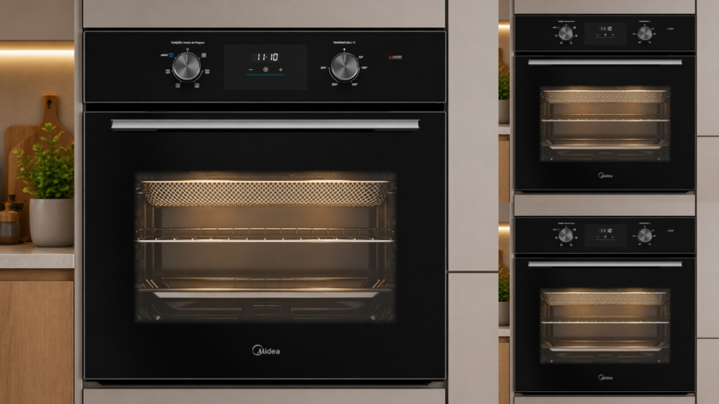 forno de embutir elétrico Midea 68L com air fryer