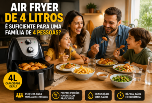 Air Fryer de 4 Litros é suficiente para uma família de 4 pessoas.