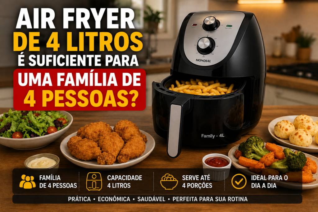 Air Fryer de 4 Litros é suficiente para uma família de 4 pessoas