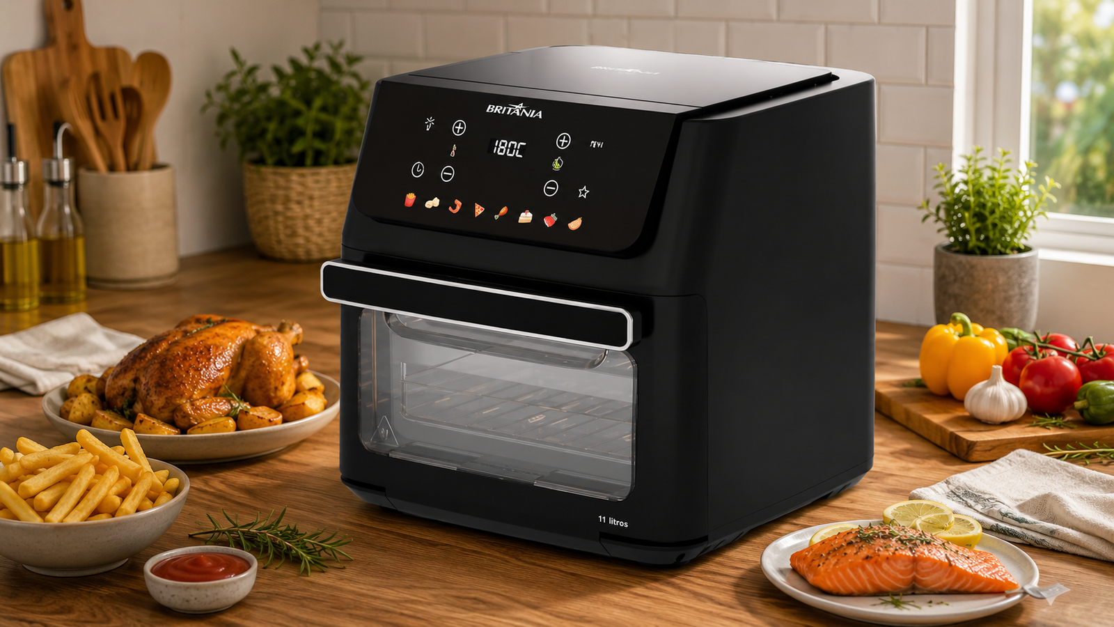 Air Fryer Oven Britânia 11L 1800W BAF11A Prepara Comida para Quantas Pessoas?